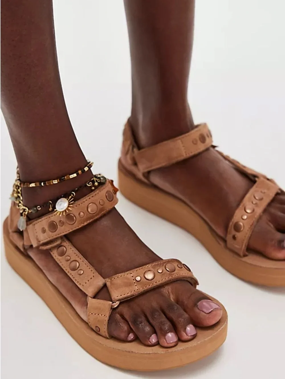 TEVA Tan Studded Midform Platform Sandals